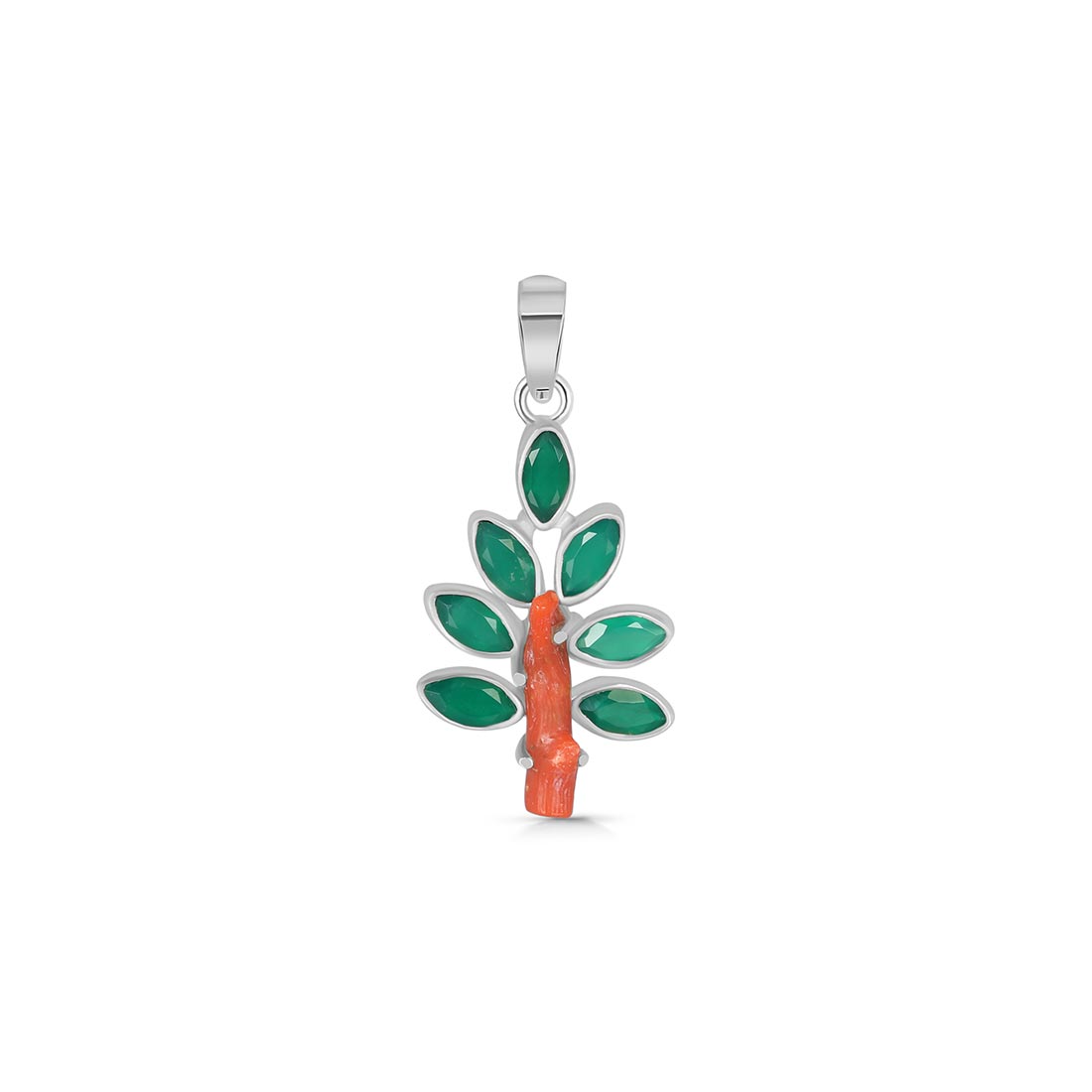 Red Coral / Green Onyx Pendant-(COR-P-95)